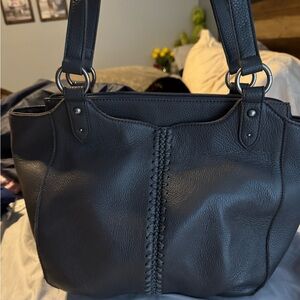 Elegant Grey Leather Tote Bag